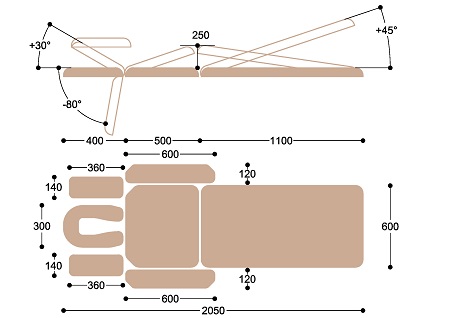 Массажный стол c двумя электроприводами Heliox X203