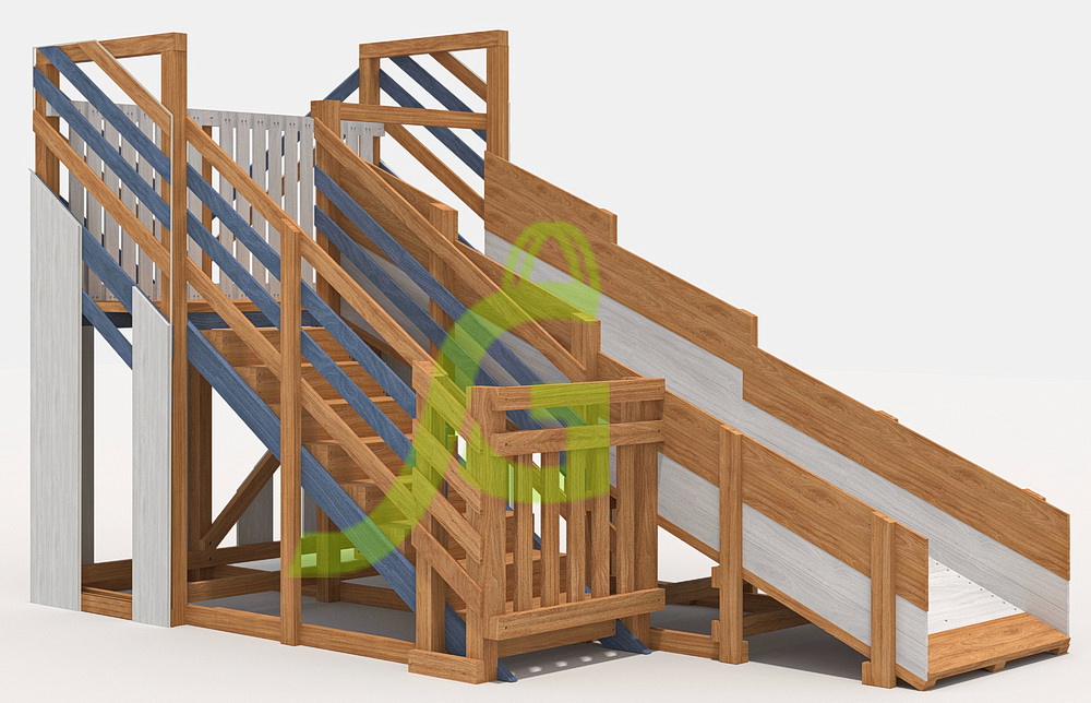 Зимняя деревянная горка Snow Fox, скат 4 м, мод.3