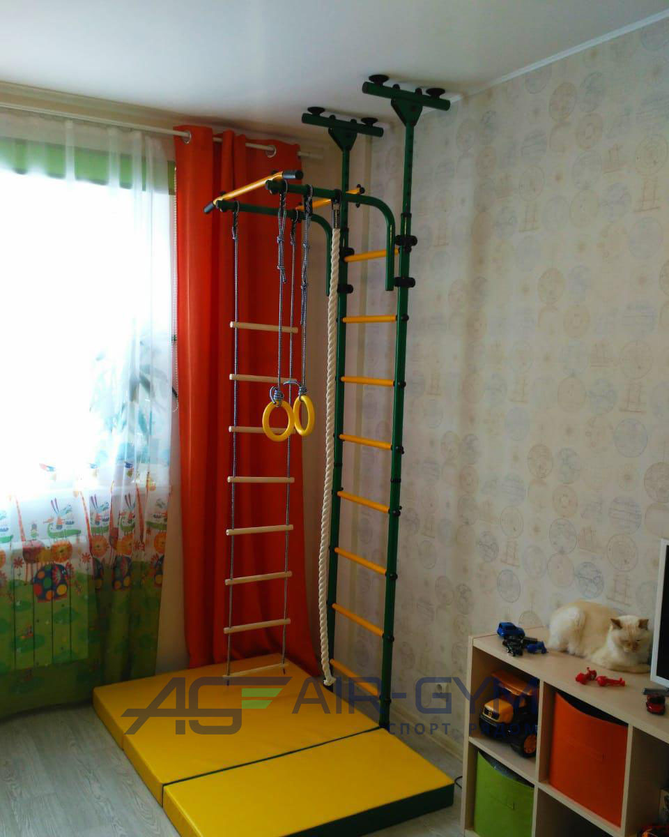 Детский спортивный комплекс ЮНЫЙ АТЛЕТ модель Пол-потолок синий/жёлтый