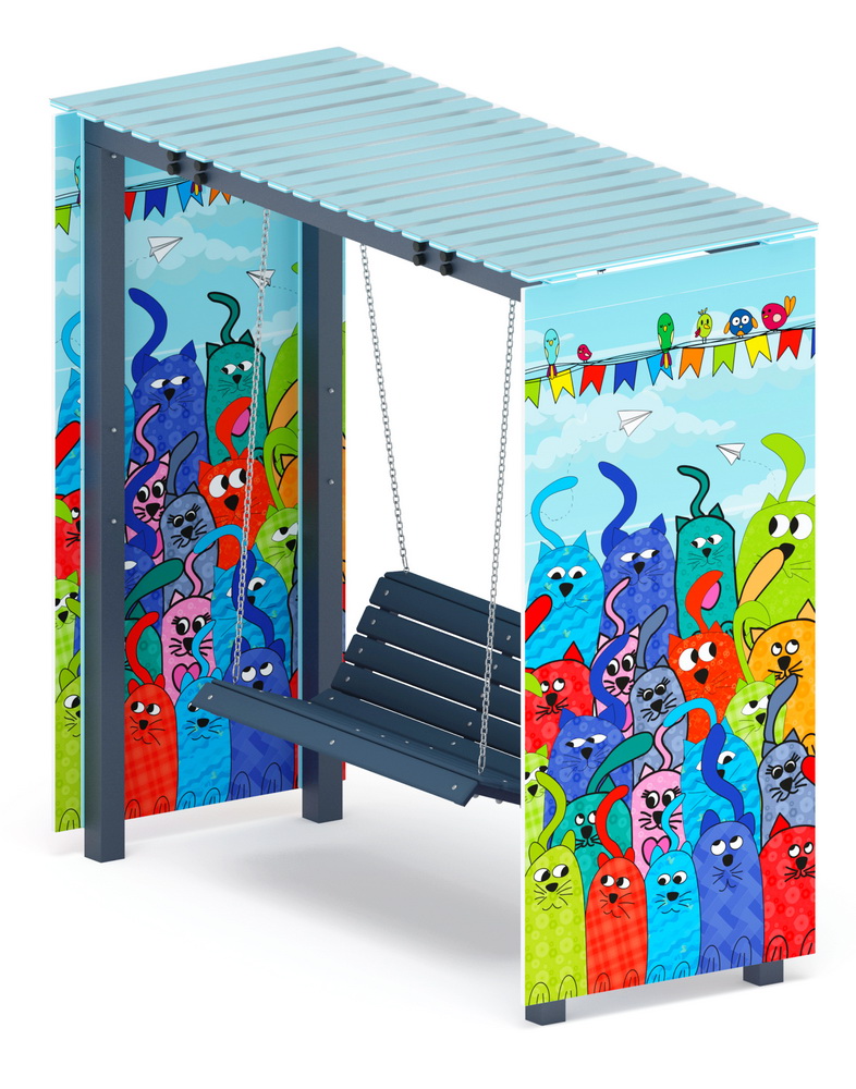 Пергола с качелями (Коты) МФ 78.06.01-06 /с поликарбонатом/