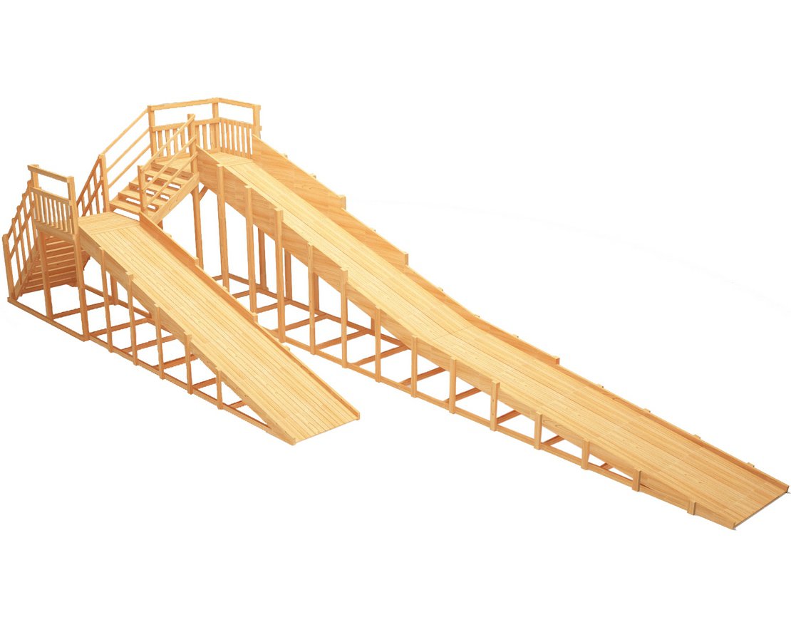 Зимняя горка ЗИМА WOOD-9 Савушка (скаты 6 и 12 м)