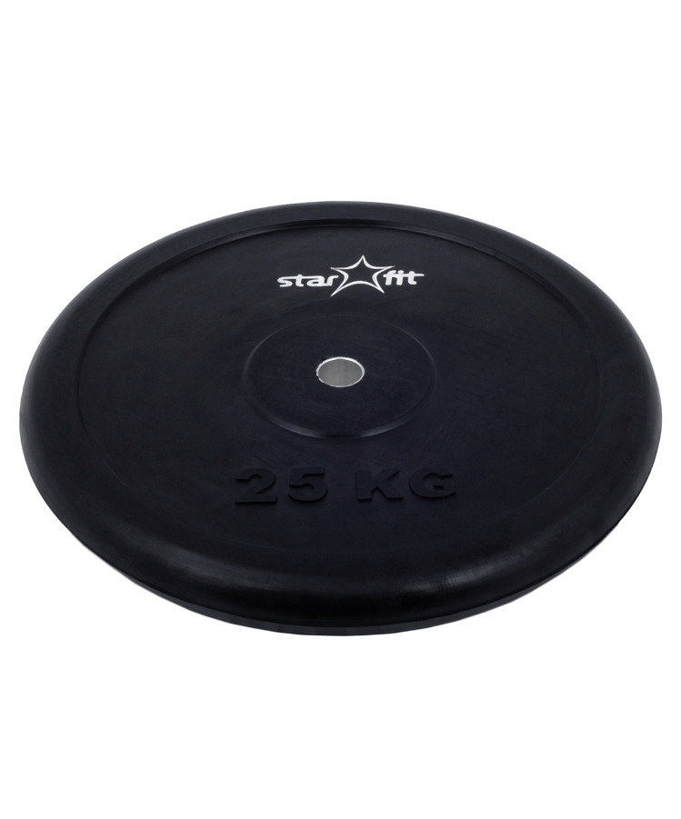 Диск обрезиненный STARFIT BB-202 25 кг, d=26 мм, стальная втулка, черный 1/1
