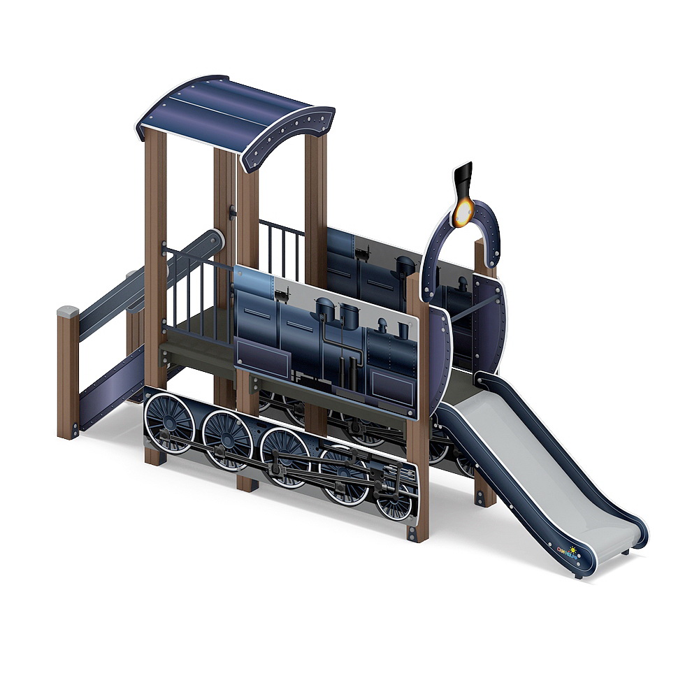 ПАРОВОЗИК (серо-синий) детский игровой комплекс ДИК 1.03.5.01-14 (H=750)