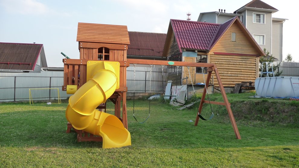 Детский деревянный игровой комплекс ПАНОРАМА с винтовой трубой