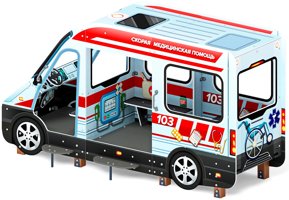 Беседка АВТОБУС (Скорая помощь) для детской площадки МФ 10.03.13-04