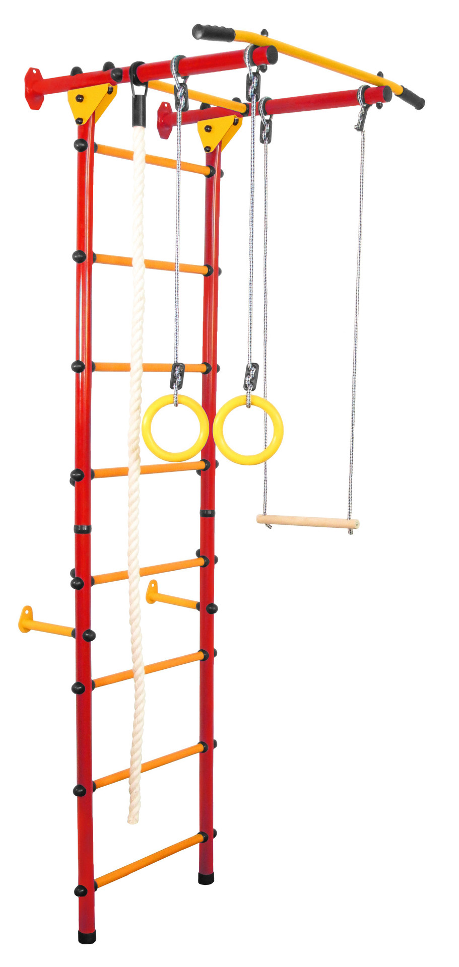 Детский спортивный комплекс ЮНЫЙ АТЛЕТ модель Пристенный-Лайт красно/жёлтый