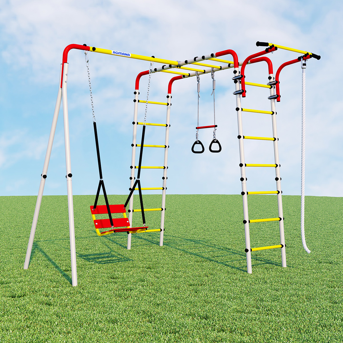 Детский спортивный комплекс для дачи ВЕСЕЛАЯ ЛУЖАЙКА-2 Romana R.103.25.04 (цепные качели)