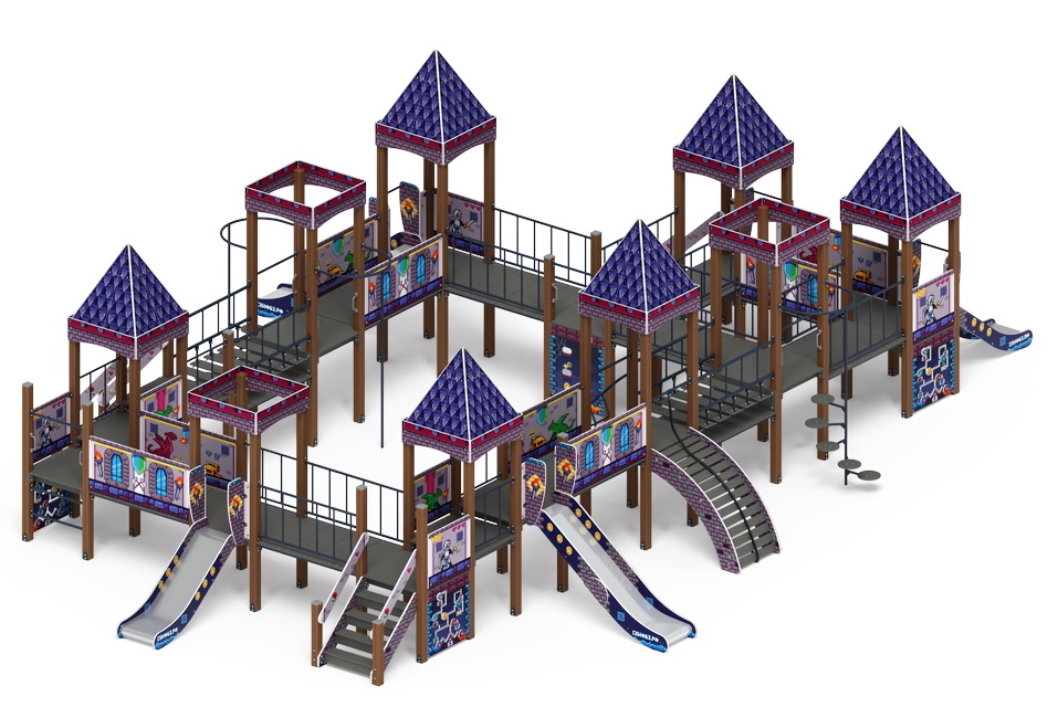 ЗАМОК детский игровой комплекс ДИК 2.18.11-03 (H=1200, H=900)