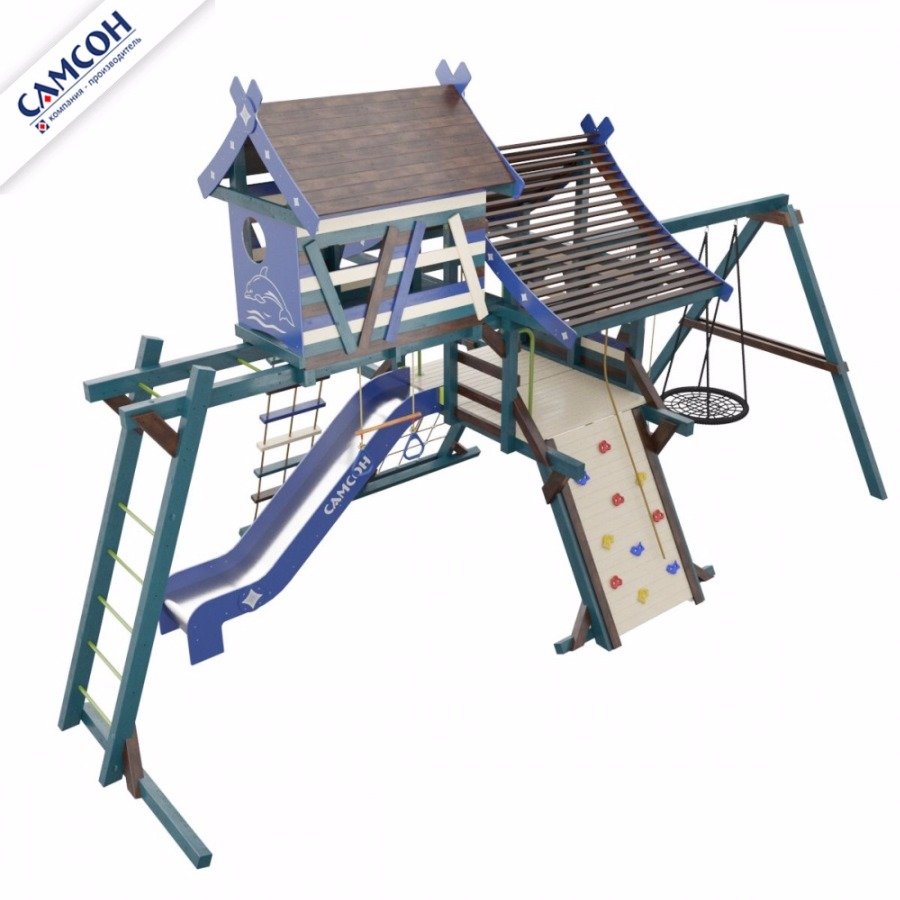 Детская деревянная игровая площадка ХИЖИНА САНТОРИНИ Самсон