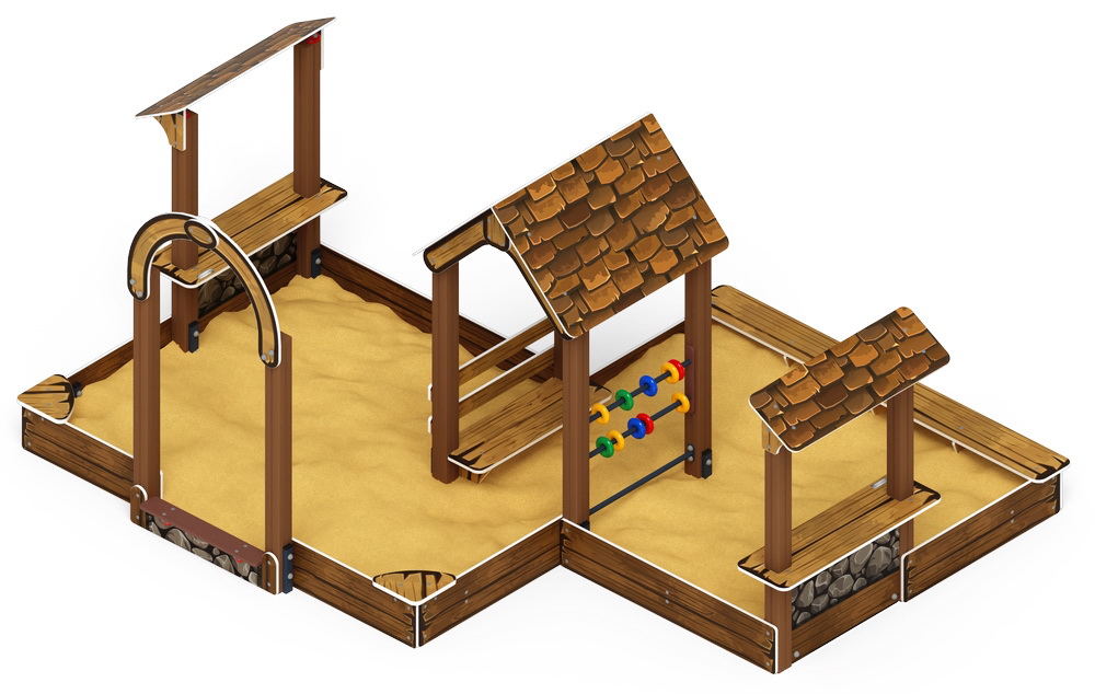 Песочный дворик двойной с навесом большой (Коричневый) ИО 6.01.03-02