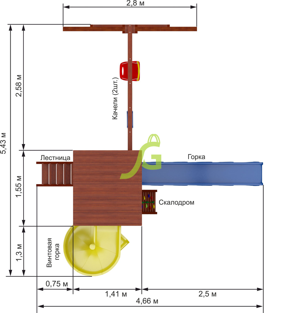 Детская площадка IgraGrad "Панда Фани + винтовая горка"