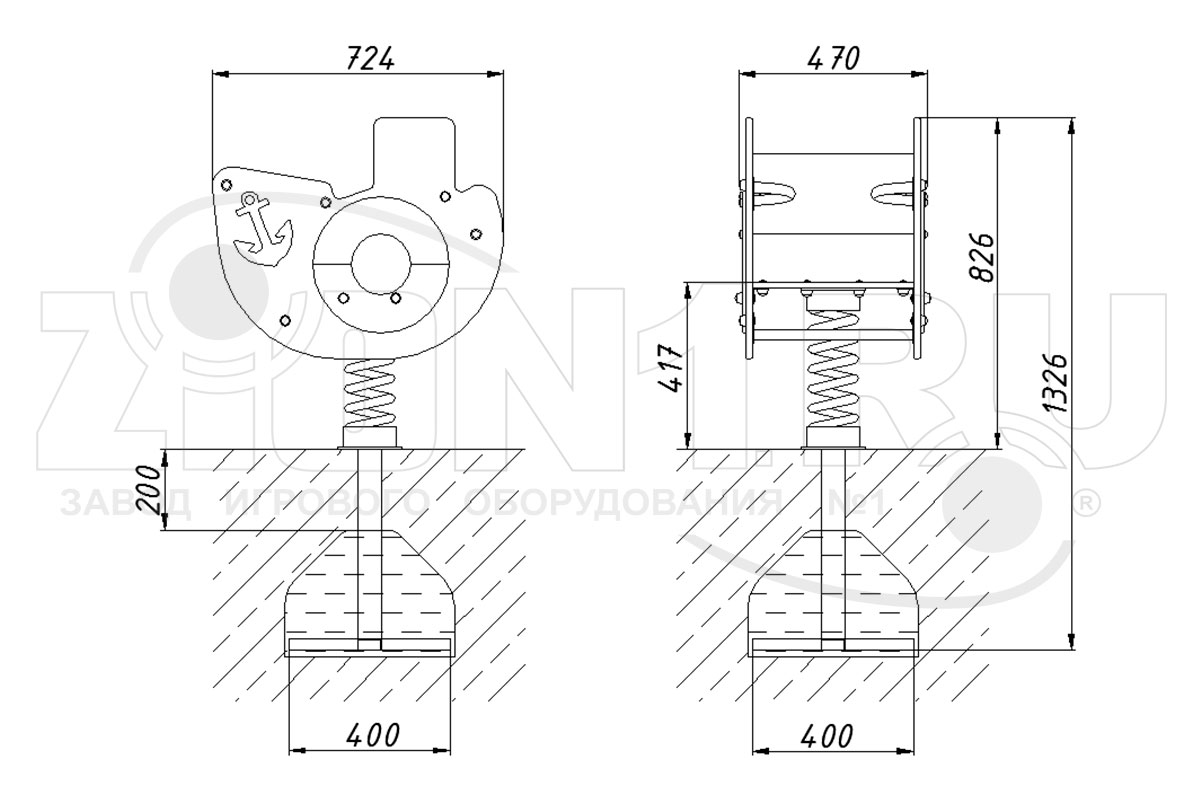 Качалка на пружине ZION Пароходик