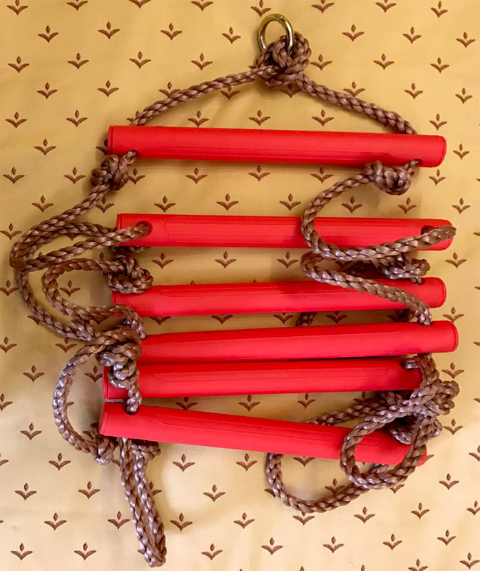 Лестница веревочная 6 ступеней красная