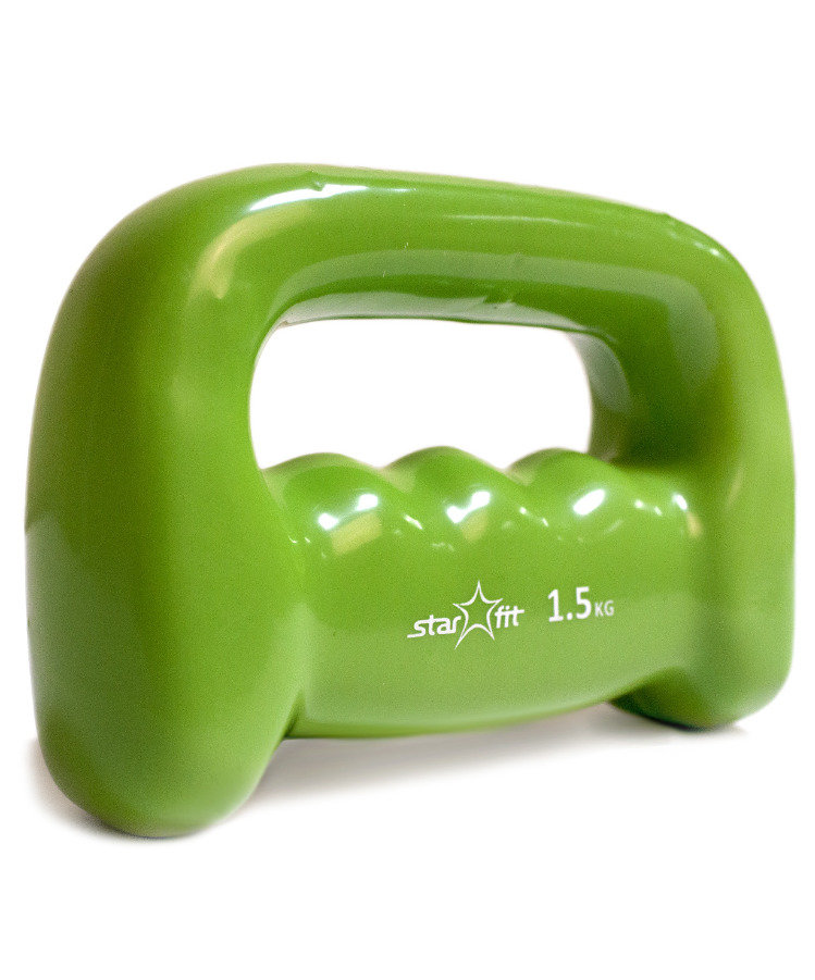 Гантель виниловая STARFIT DB-103 1,5 кг, зеленая (1 шт.) 1/12