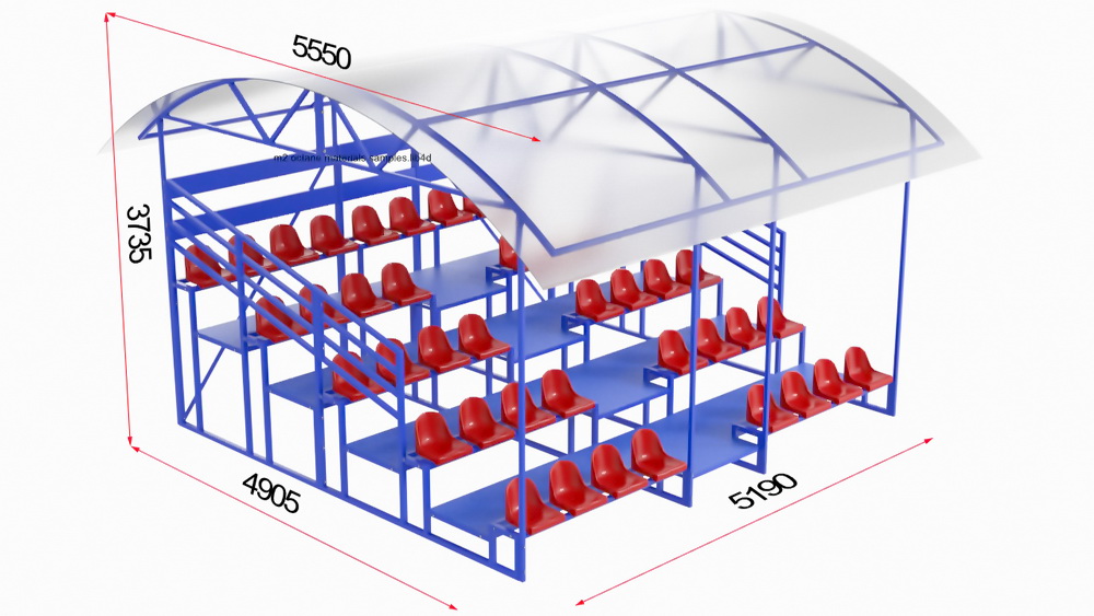 Трибуна с навесом, с ограждением, 5-рядная (20.015)