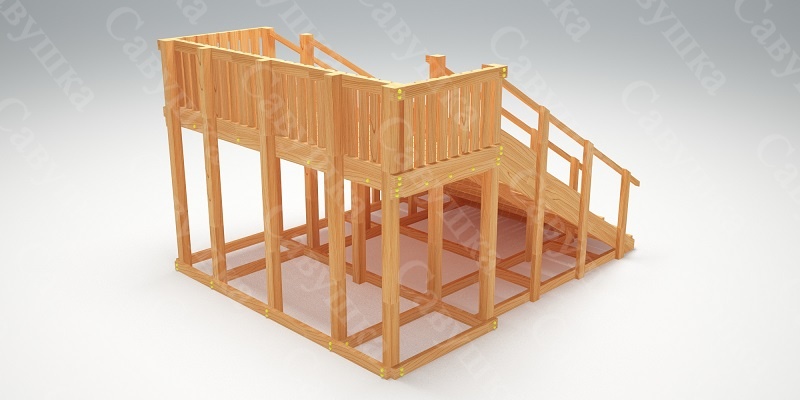 Зимняя деревянная игровая горка Савушка "Зима wood" - 4