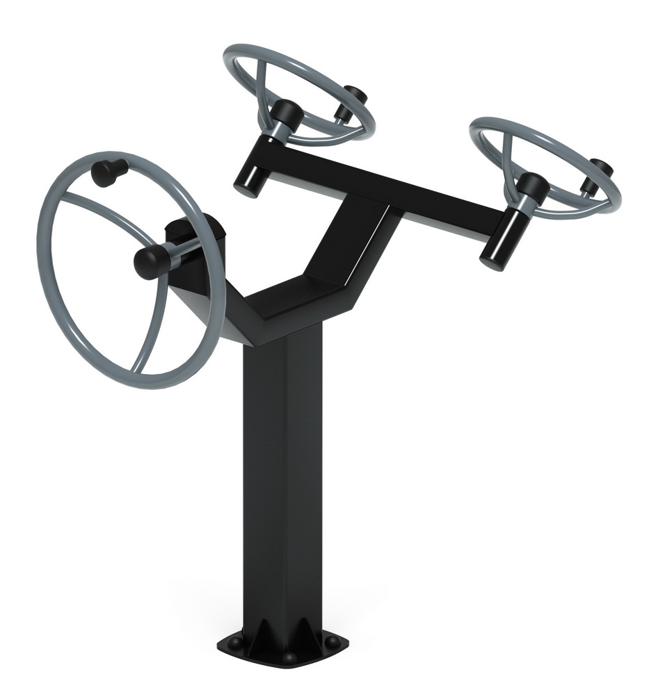 Тренажер уличный РУЛИ (3 руля положение сидя) серый СТ 104-13