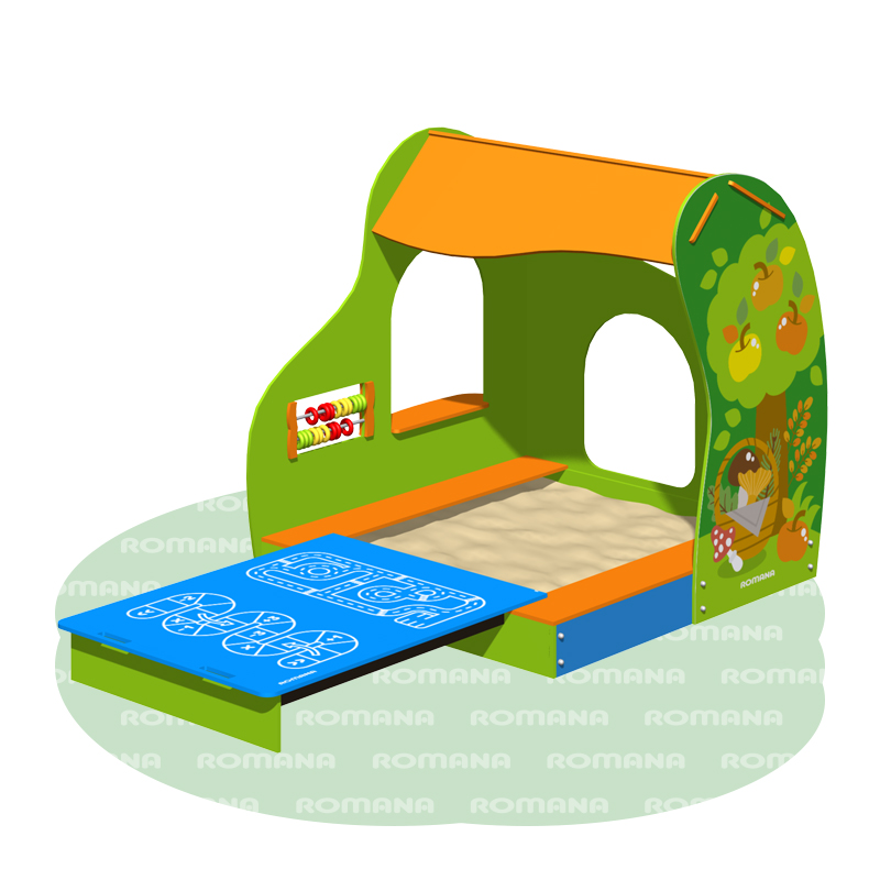 Песочница Домик с крышкой + принты "дорога", "игра-ходилка" «Romana 109.36.00»