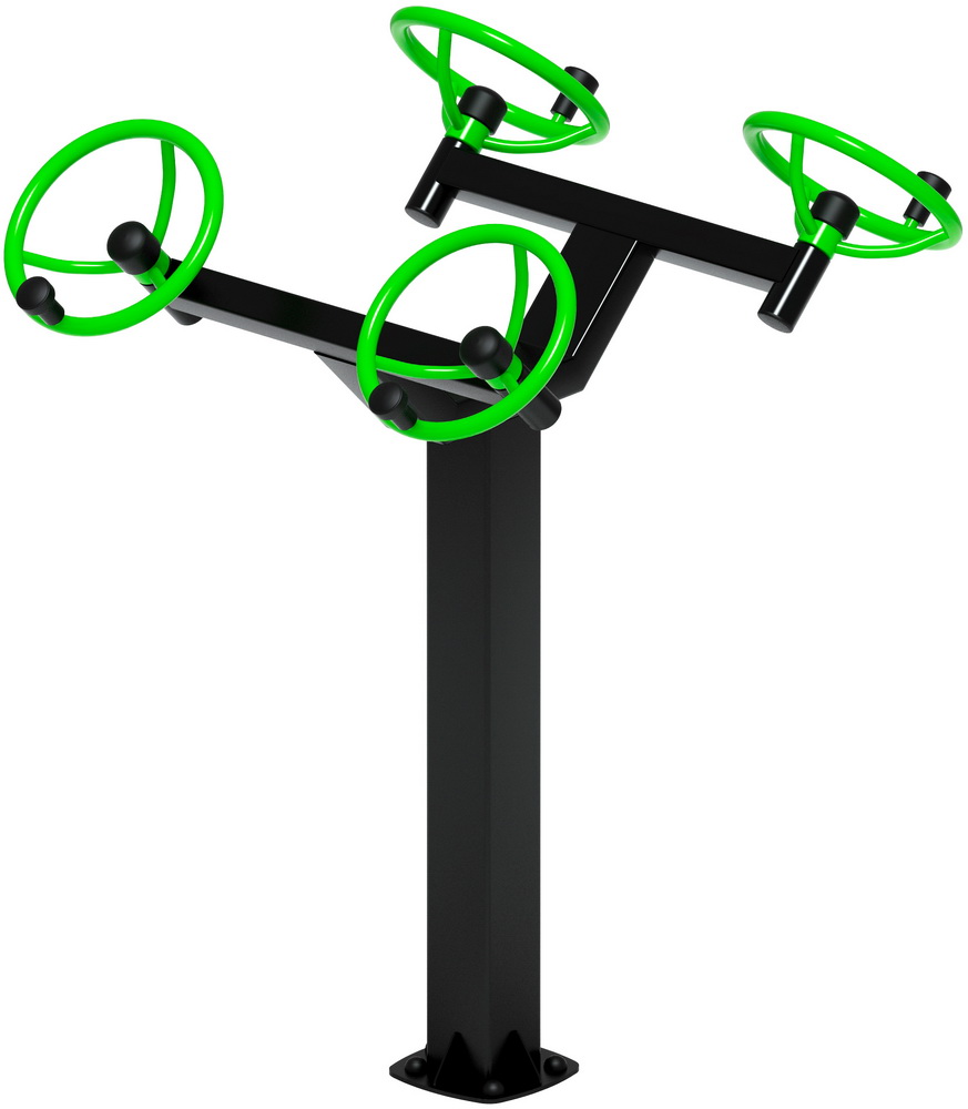 Тренажер уличный РУЛИ (4 руля положение стоя) зеленый СТ 101-12