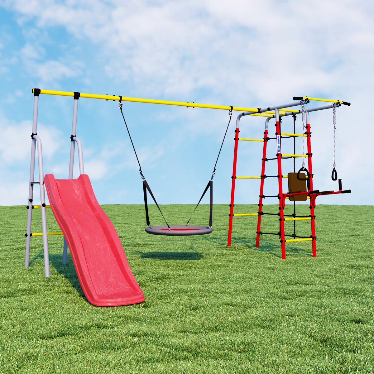 Детский спортивный комплекс для дачи Romana R.103.20.04 + 1.D-26.03 Богатырь Плюс (качели гнездо)