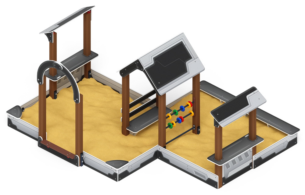 Песочный дворик двойной с навесом большой (Техно) ИО 6.01.03-04