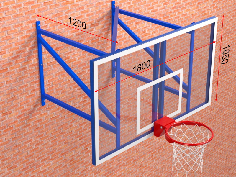 Ферма с выносом 1,2 м с игровым щитом из оргстекла и массовым кольцом