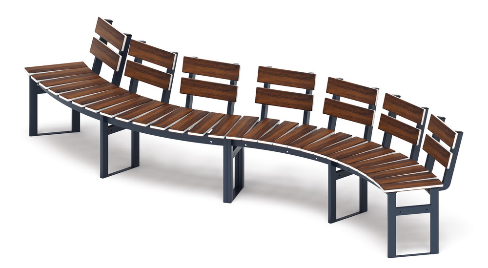 Модульная скамья радиальная (темный дуб) МФ 42.01.21