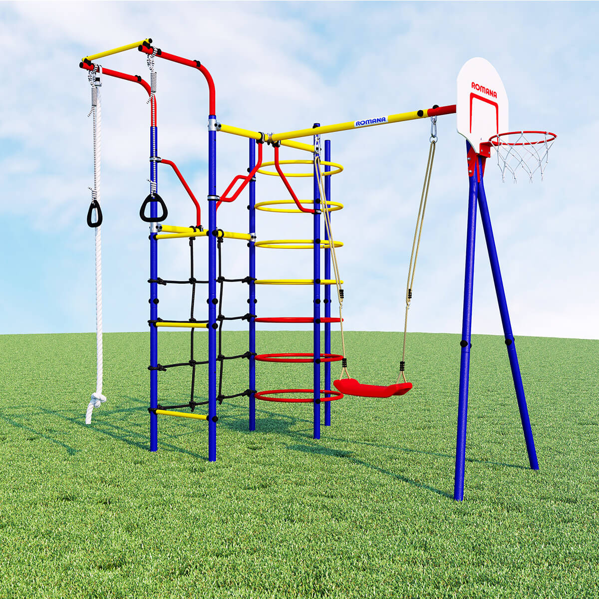 Детский спортивный комплекс для дачи Romana КОСМОДРОМ, пластиковые качели