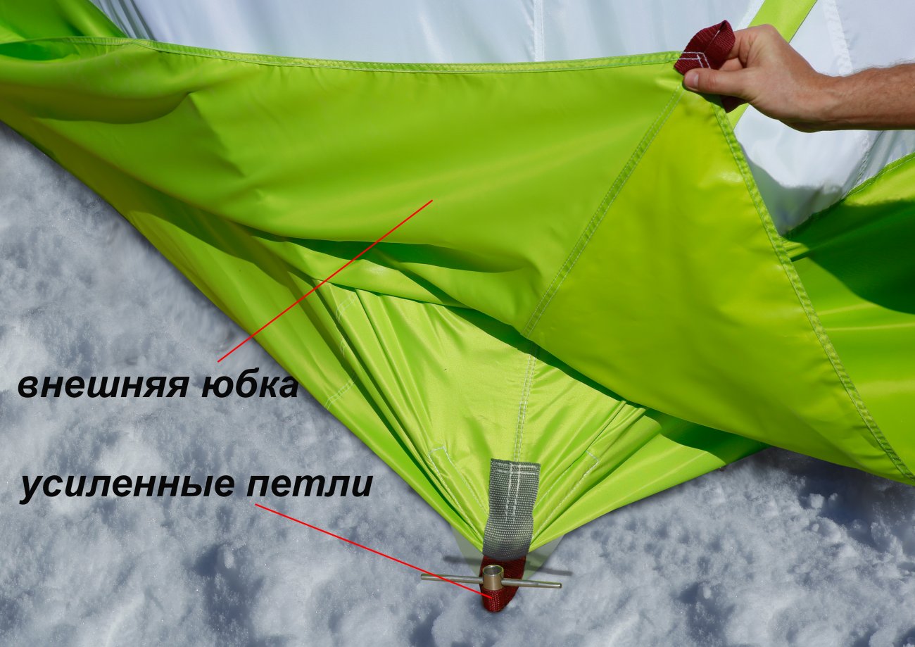 Зимняя палатка ЛОТОС Куб 4 Классик Термо (лонг) (утепленный тент; стеклокомпозитный каркас)