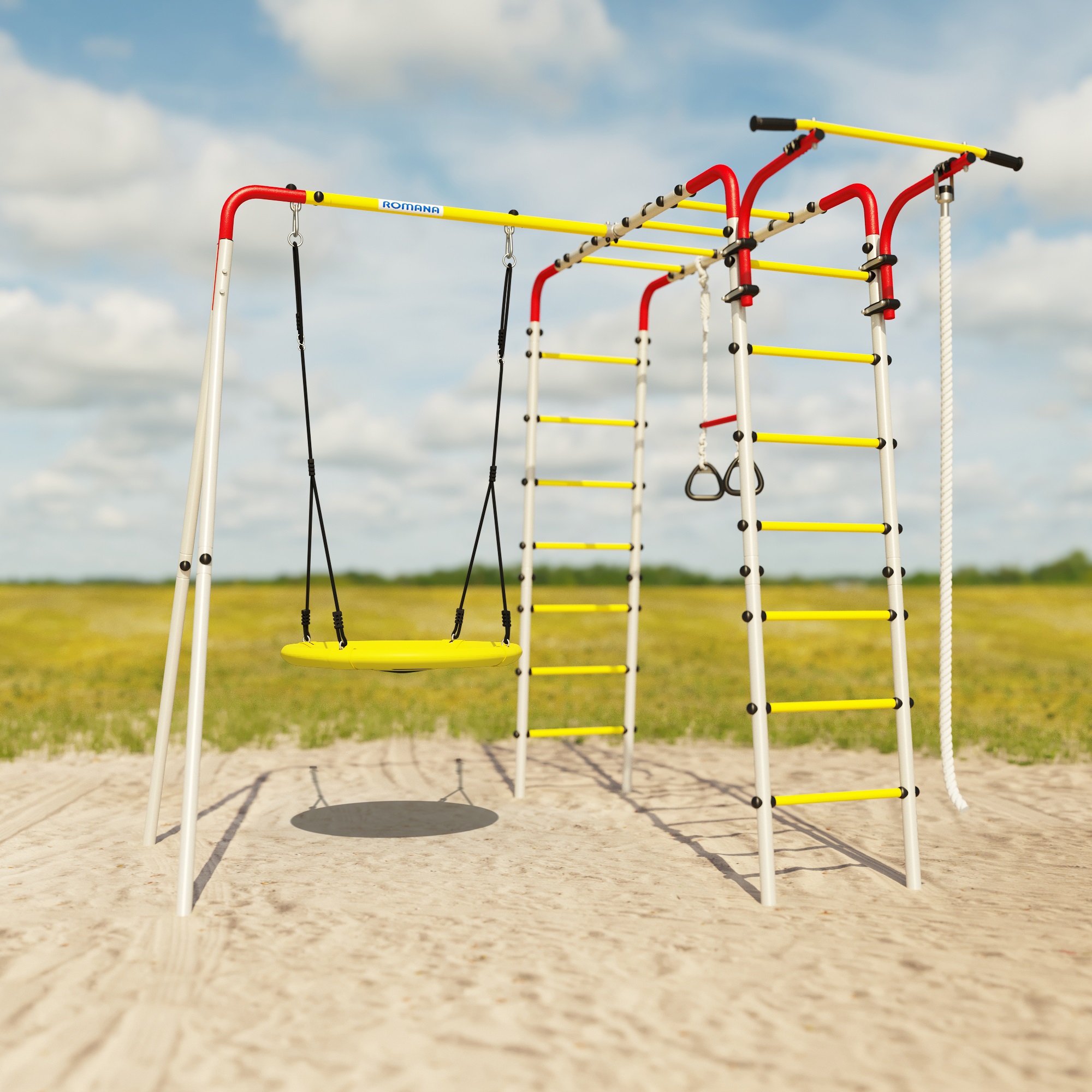Детский спортивный комплекс для дачи ВЕСЕЛАЯ ЛУЖАЙКА-2 Romana R.103.25.04 (качели-гнездо)