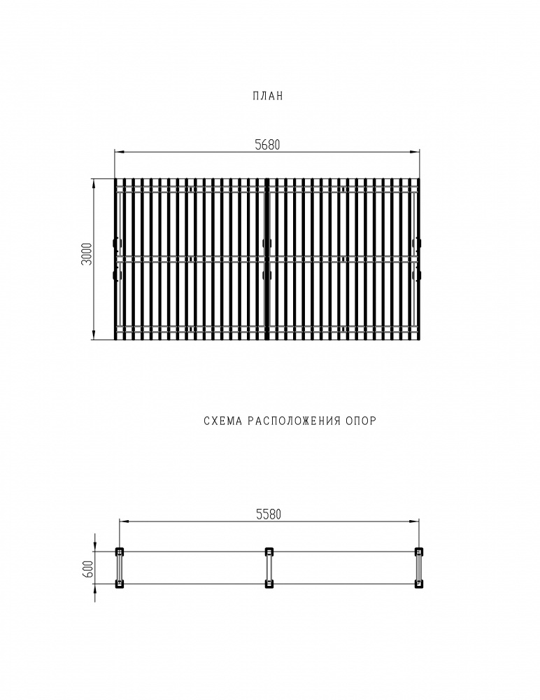Пергола Тент (прямая) МФ 77.04.02-01 /без поликарбоната/