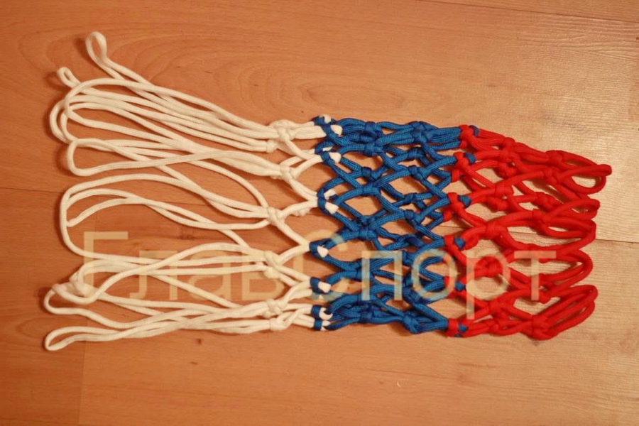 Сетка баскетбольная, нить D=4,5 мм, триколор (01.403)