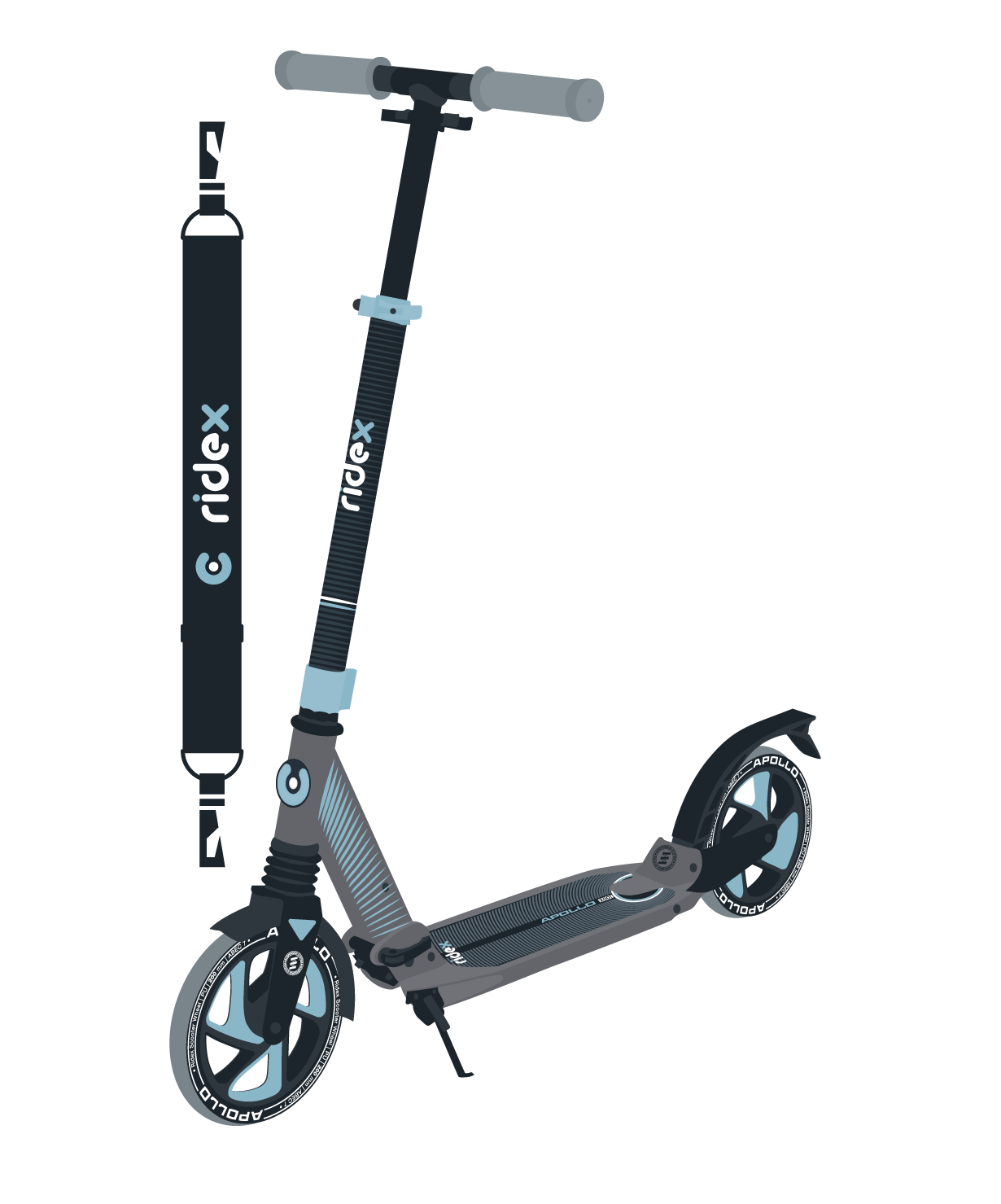 Самокат 2-колесный Apollo 200 мм, голубой