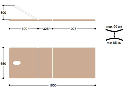 Складной массажный стол с регулируемым подголовником и изменеяемой высотой 3TH185