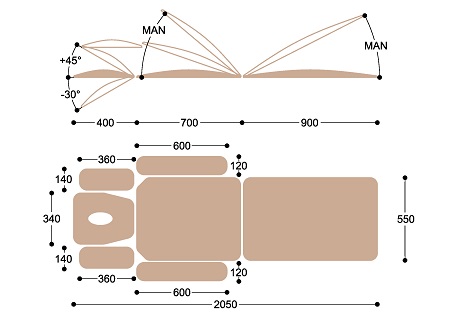 Массажный стол с электроприводом Heliox F1E3К