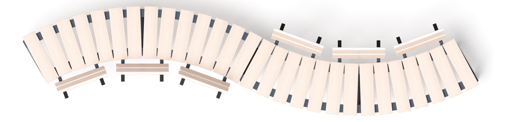 Модульная скамья радиальная (беленый дуб) МФ 42.01.23-01