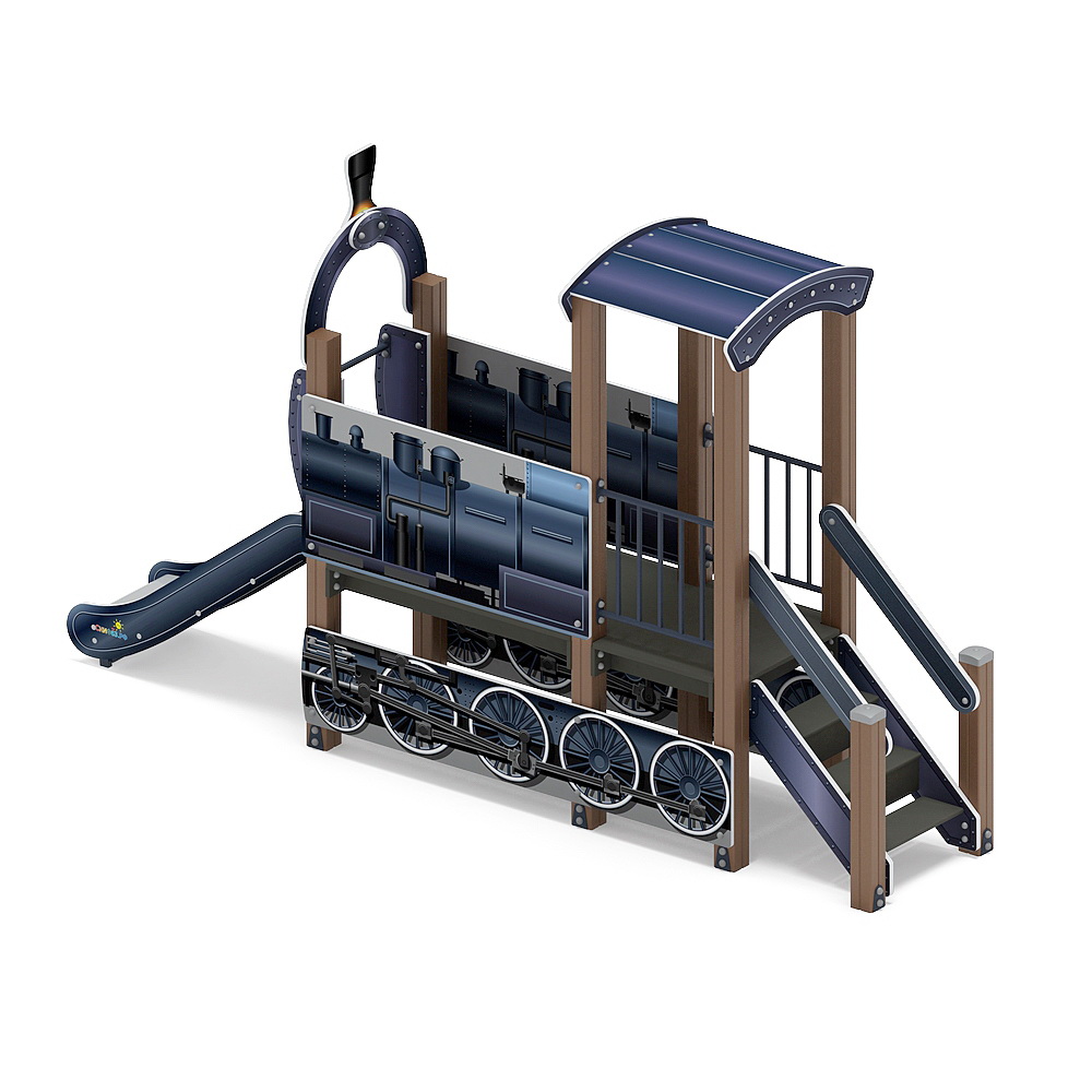 ПАРОВОЗИК (серо-синий) детский игровой комплекс ДИК 1.03.5.01-14 (H=750)