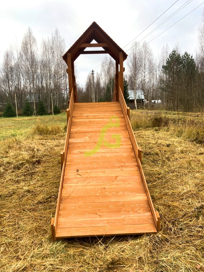 Зимняя деревянная горка IgraGrad Snow Fox Start с крышей, скат 4 м