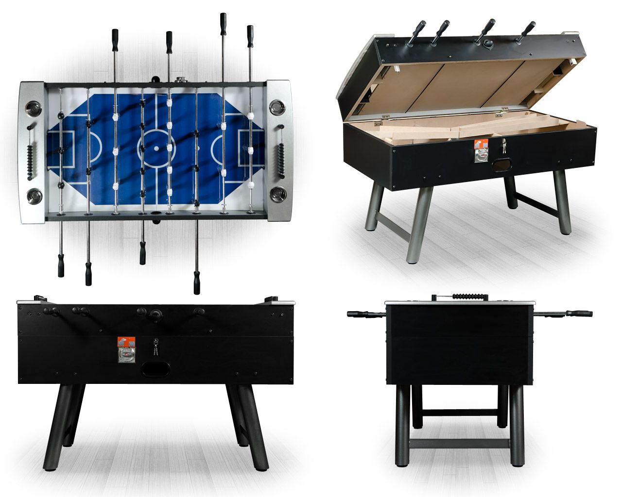 Настольный футбол (кикер) Madrid 5 ф (145 x 75 x 86 см, черный, жетоноприемник)