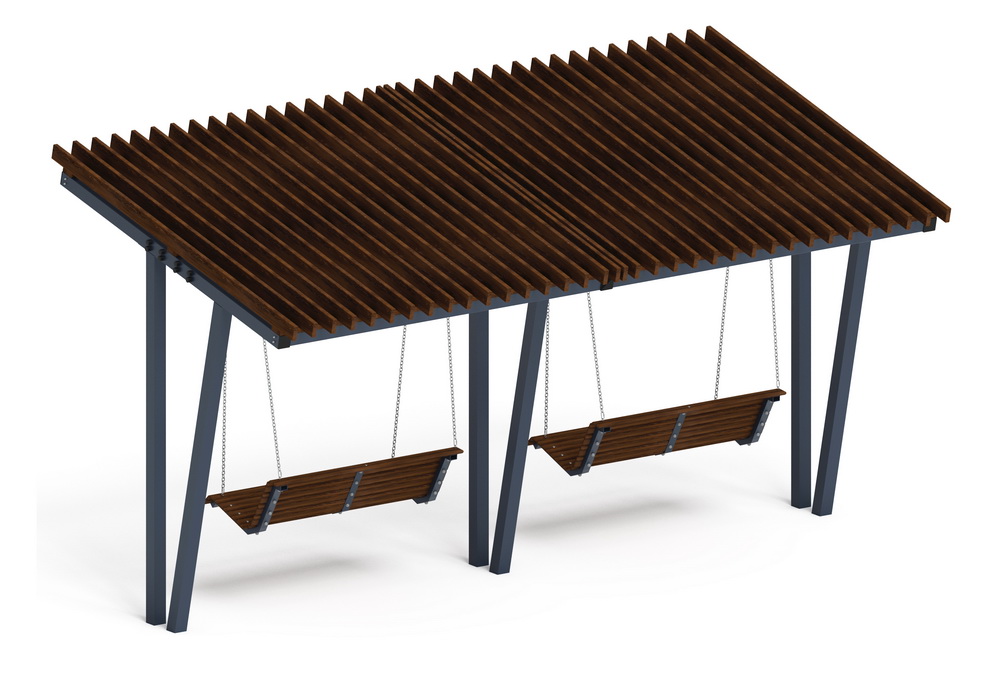 Пергола Тент с качелями (наклонная) МФ 78.03.02-01 /без поликарбоната/