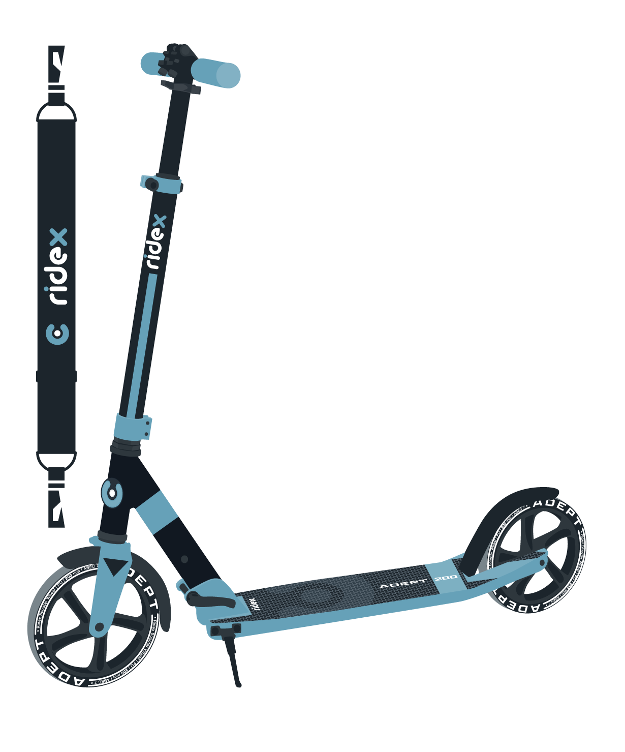 Самокат 2-колесный Adept 200 мм, голубой
