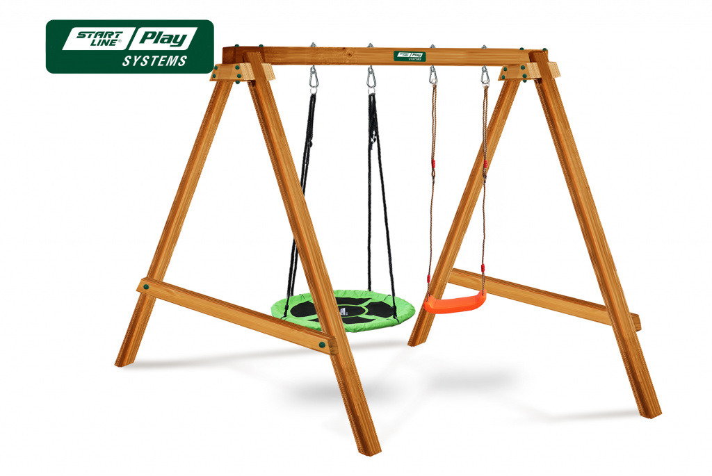 Качели деревянные SLP SYSTEMS (2 секции: качели-гнездо, «лодочка»)