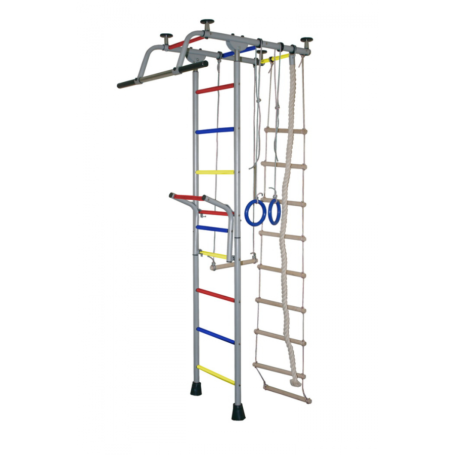 Спортивный комплекс Крепыш Т-образный с навесным турником (Серый/ПВХ/Только красные)