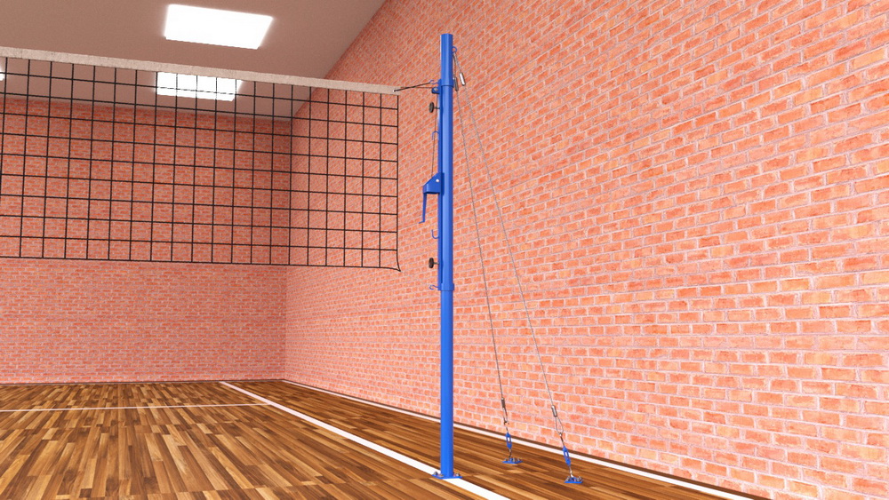 Сетка волейбольная, нить D=3 мм, ПВХ трос D=6 мм со стойками на растяжках (03.510)