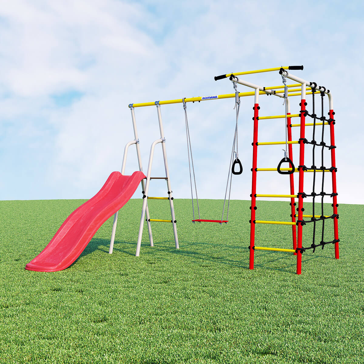 Детский спортивный комплекс для дачи Romana БОГАТЫРЬ R.103.07.04+1.Д-26.00 (фанерные качели)