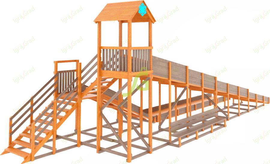 Зимняя горка IgraGrad Snow Fox 12 м с двумя скатами и выкатом 8 м