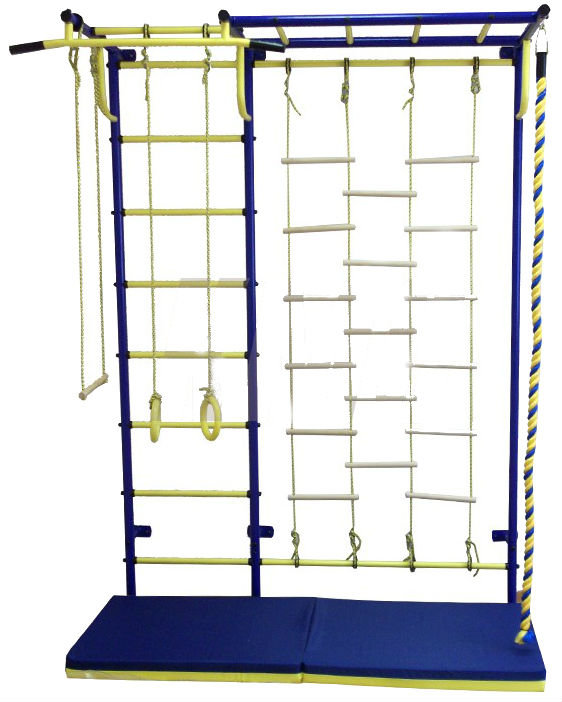 Детская шведская стенка Пионер С4Л сине/жёлтый