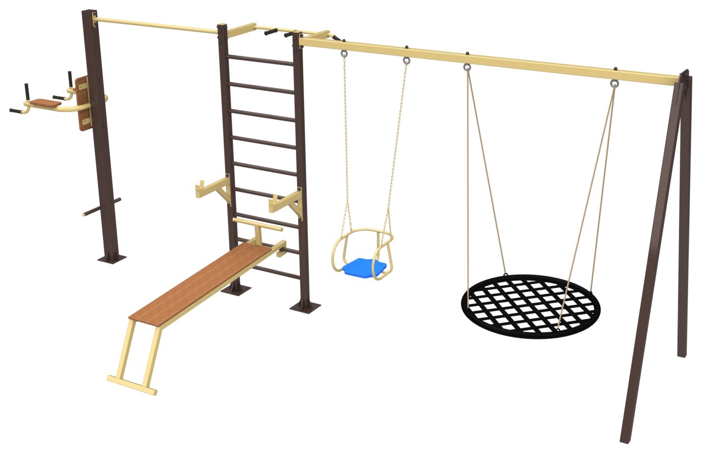 Уличный спортивный комплекс с турником и качелями АК32