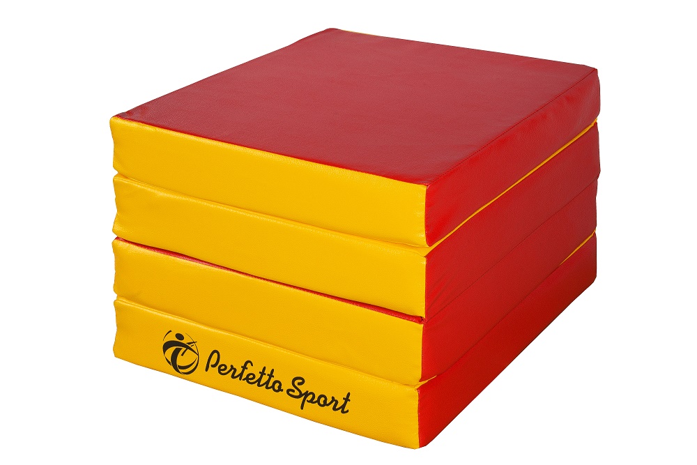 Мат № 11 (100 х 100 х 10) складной 4 сложения PERFETTO SPORT красно/жёлтый