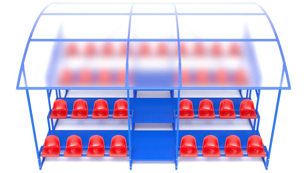 Трибуна с навесом, с ограждением, 4-рядная (20.014)